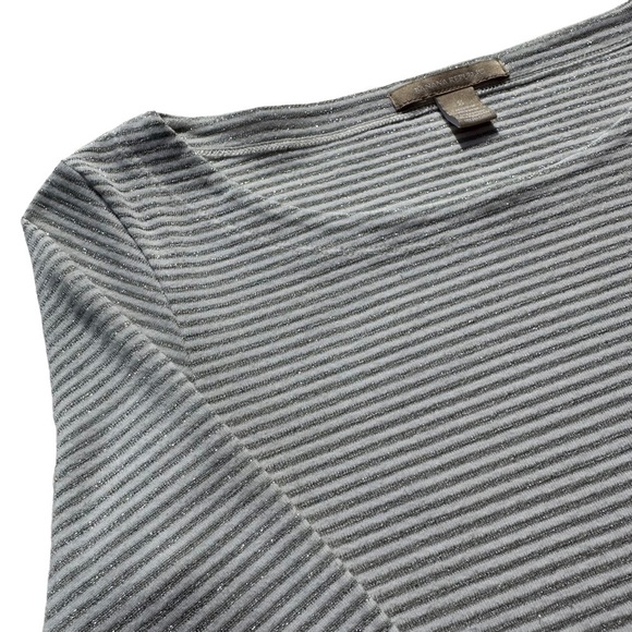 Banana Republic Silver Metallic Stripe Long Sleeve Scoop Neck Jersey, Small - Picture 12 of 12